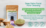 BeNat Natural Green Clay Mask Powder - Deep Pore Cleansing & Detoxifying Facial Treatment for Oily and Sensitive Skin, Vegan & Eco-Friendly