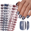 SheSlay Cat Eye Glitter Gel Press-On Nails | 120pcs Short Square | Glossy & Handmade