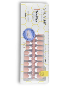 SheSlay Coffin Trio – Flex Gel French Tip Press-On Nails | 150pcs Pre-Colored Nail Extensions (Nail shape: Coffin, Color: Blush)