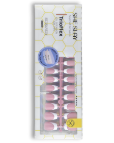 SheSlay Coffin Trio – Flex Gel French Tip Press-On Nails | 150pcs Pre-Colored Nail Extensions (Nail shape: Coffin, Color: Pink)
