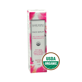 FACE SERUM for Mature Skin - Organic Vegan Helichrysum Pomegranate (Lid: Dropper)