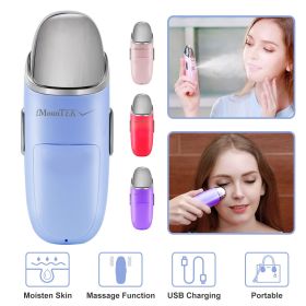 Nano Facial Mister Nano Cool Mist Facial Sprayer Portable Handy Face Steamer Moisturizing Massager USB Charge (Color: Light Blue)