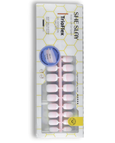 SheSlay Short Square Trio Flex Gel French Tip Nails | Pre-Colored Press-On Nail Extensions (Copy) (Nail shape: Short, Color: Candy)